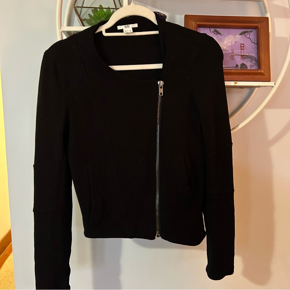 Helmut Lang Women’s Small S Black Motorcycle Asymmetrical Zip Cardigan Jacket